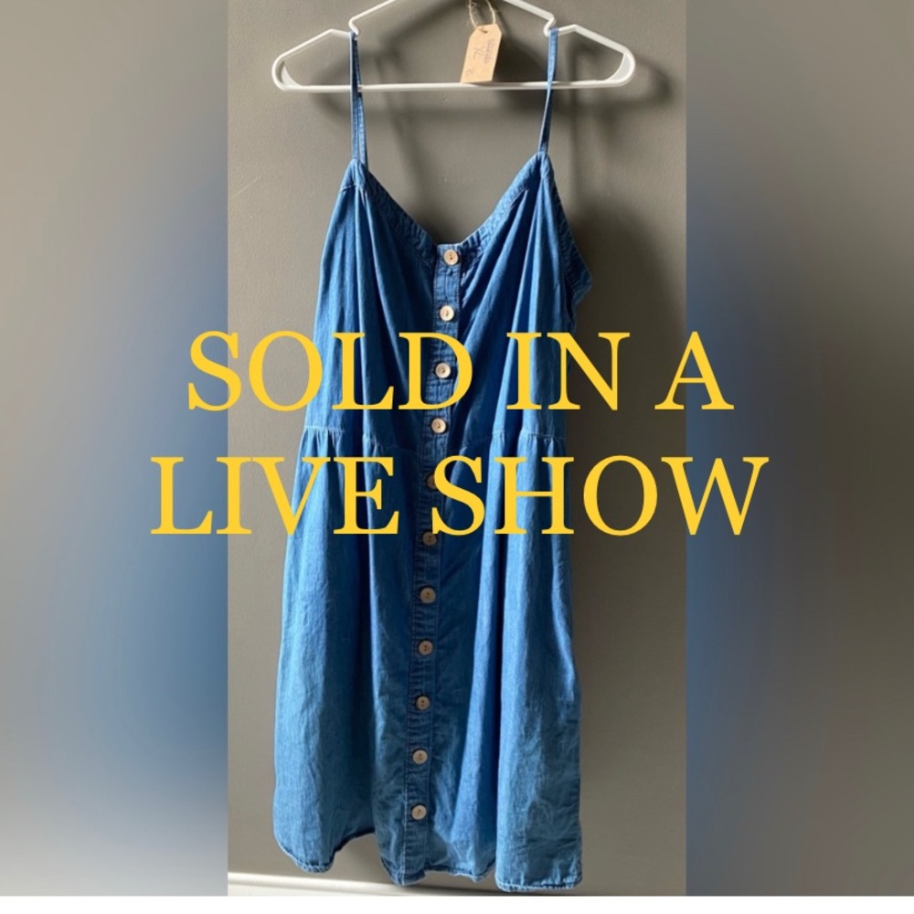 Adjustable Strap Denim Dress with Pockets and Button Detailing